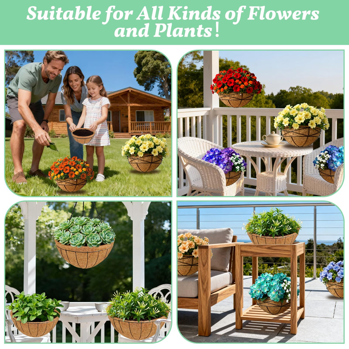 Biodegradable Sunwinx coconut liner offers eco friendly gardening solution.