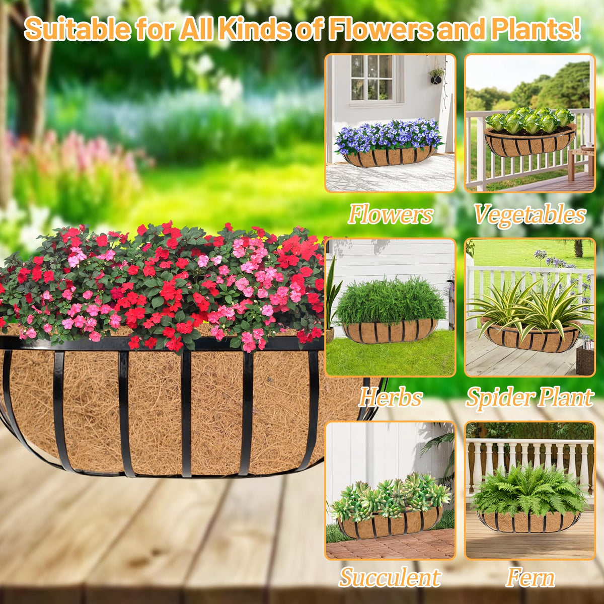 Sunwinx breathable coconut fiber liner promotes air around roots for healthier growth.