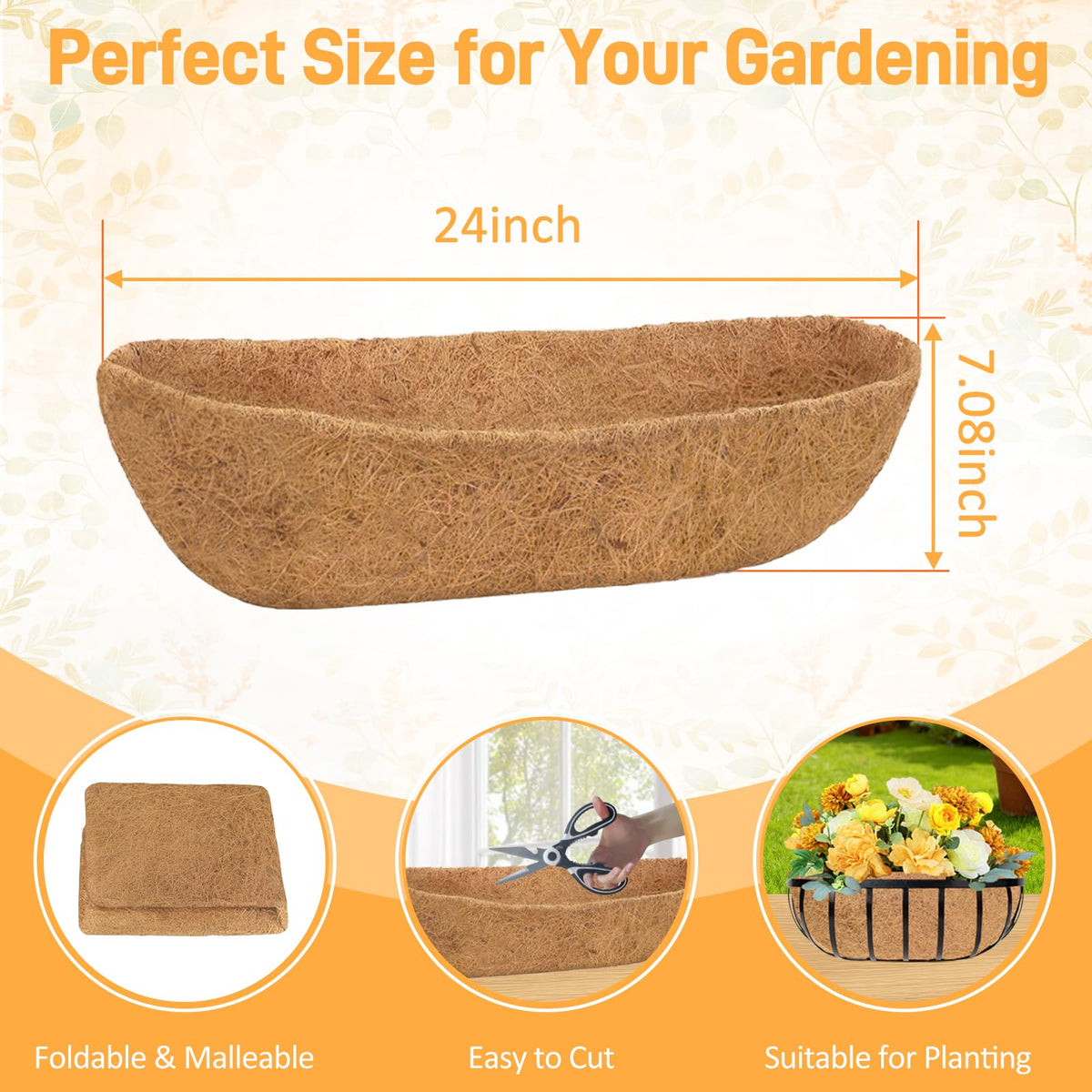 Sunwinx coconut fiber planter liner for decks supports moisture retention and tidy edges.