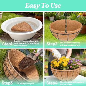 Sunwinx coco liner pre-formed for quick setup in baskets and window boxes.