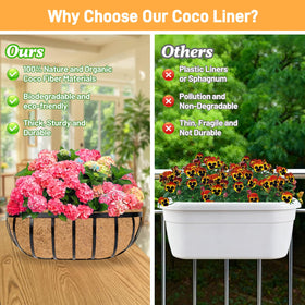 Sunwinx moisture-retaining coconut liners help keep soil evenly moist between waterings.