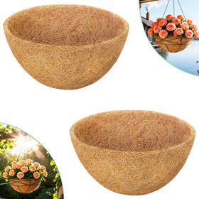 Sunwinx round coconut liner fits 16-inch hanging baskets for vibrant, breathable plant displays.
