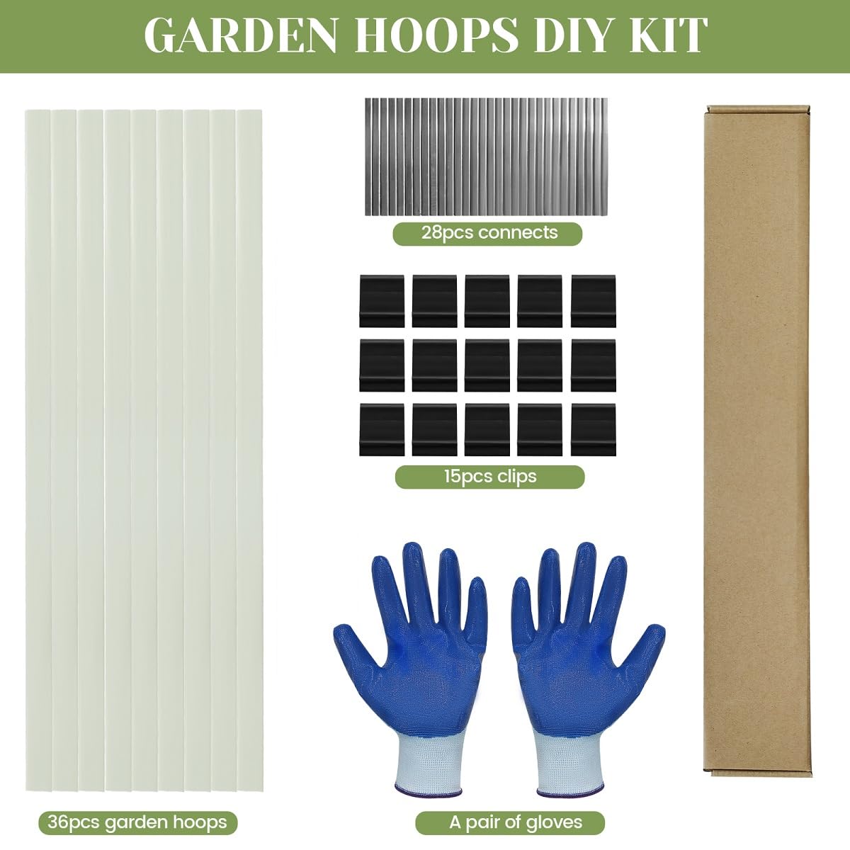 Sunwuk Greenhouse Hoops 17-inch length shown over a mini raised bed.