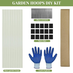 Sunwuk Greenhouse Hoops 17-inch length shown over a mini raised bed.