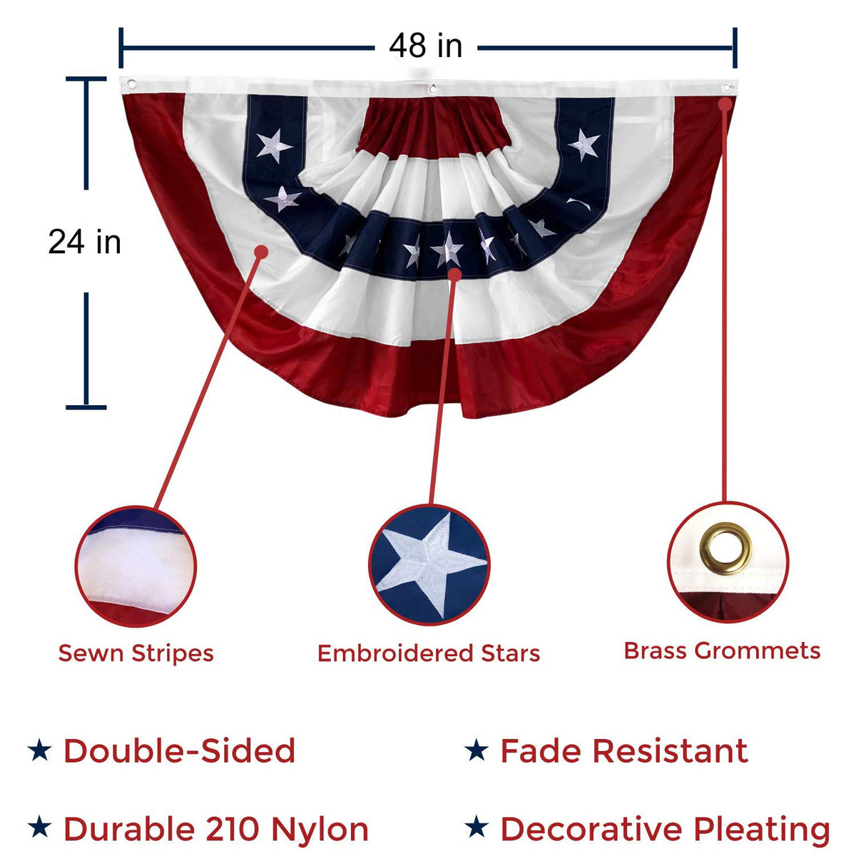 SUNYAO flag bunting with brass grommets for quick, secure outdoor mounting.