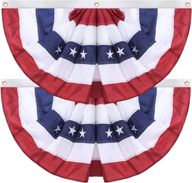 SUNYAO American flag bunting pleated fan on front porch enhances curb appeal.