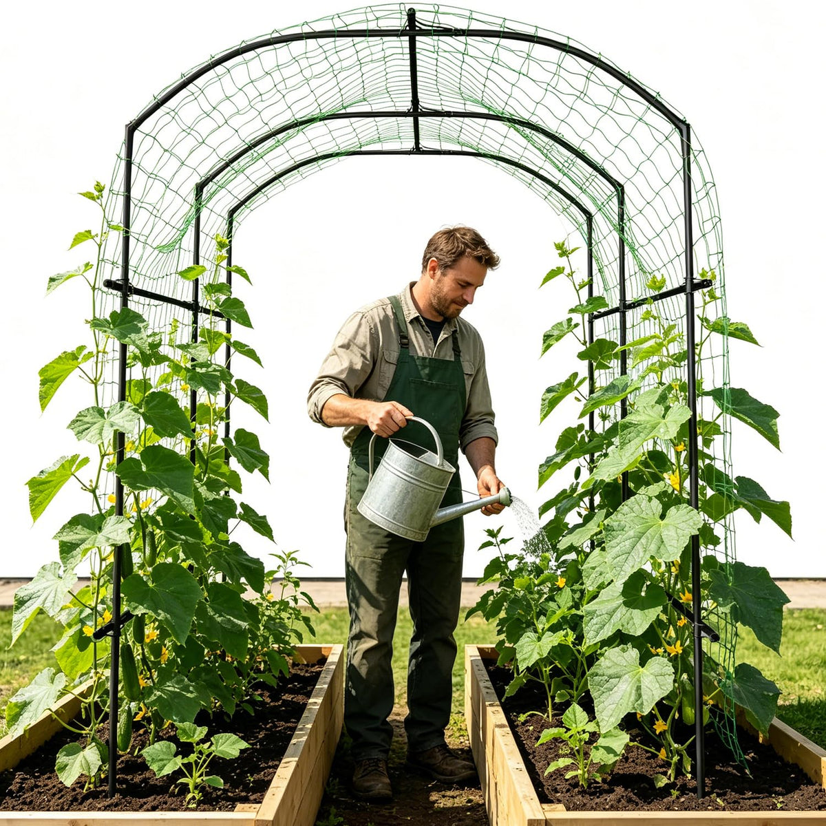 SUNYRISY garden arch trellis front view showing an elegant entry for climbing plants.