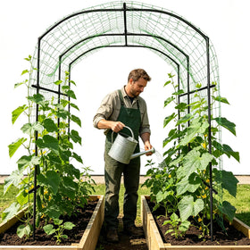 SUNYRISY garden arch trellis front view showing an elegant entry for climbing plants.