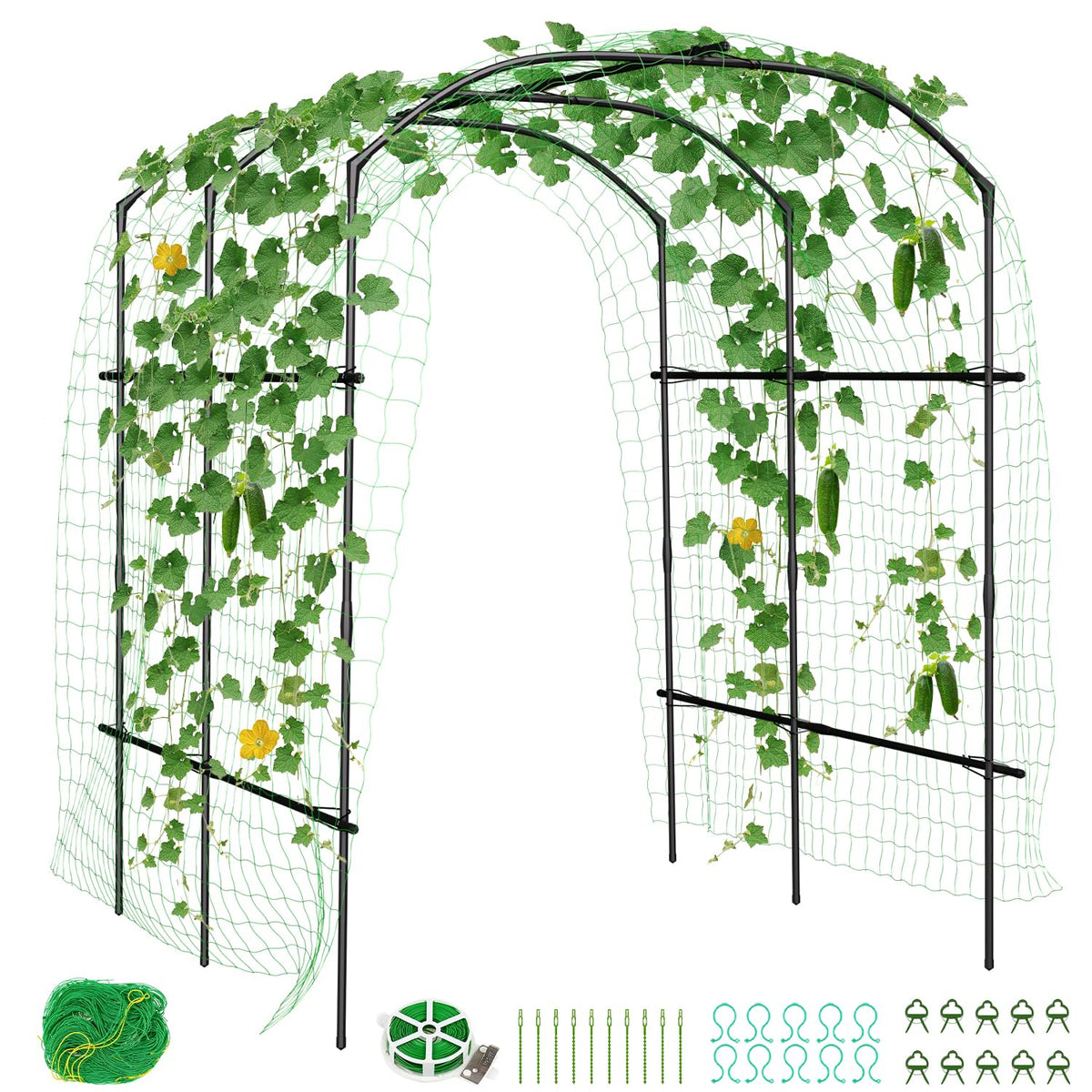 SUNYRISY garden arch trellis creates a charming gateway under climbing blossoms.