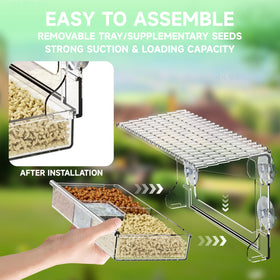 SuoXing Window Bird Feeder drainage system keeps seeds dry in rain.