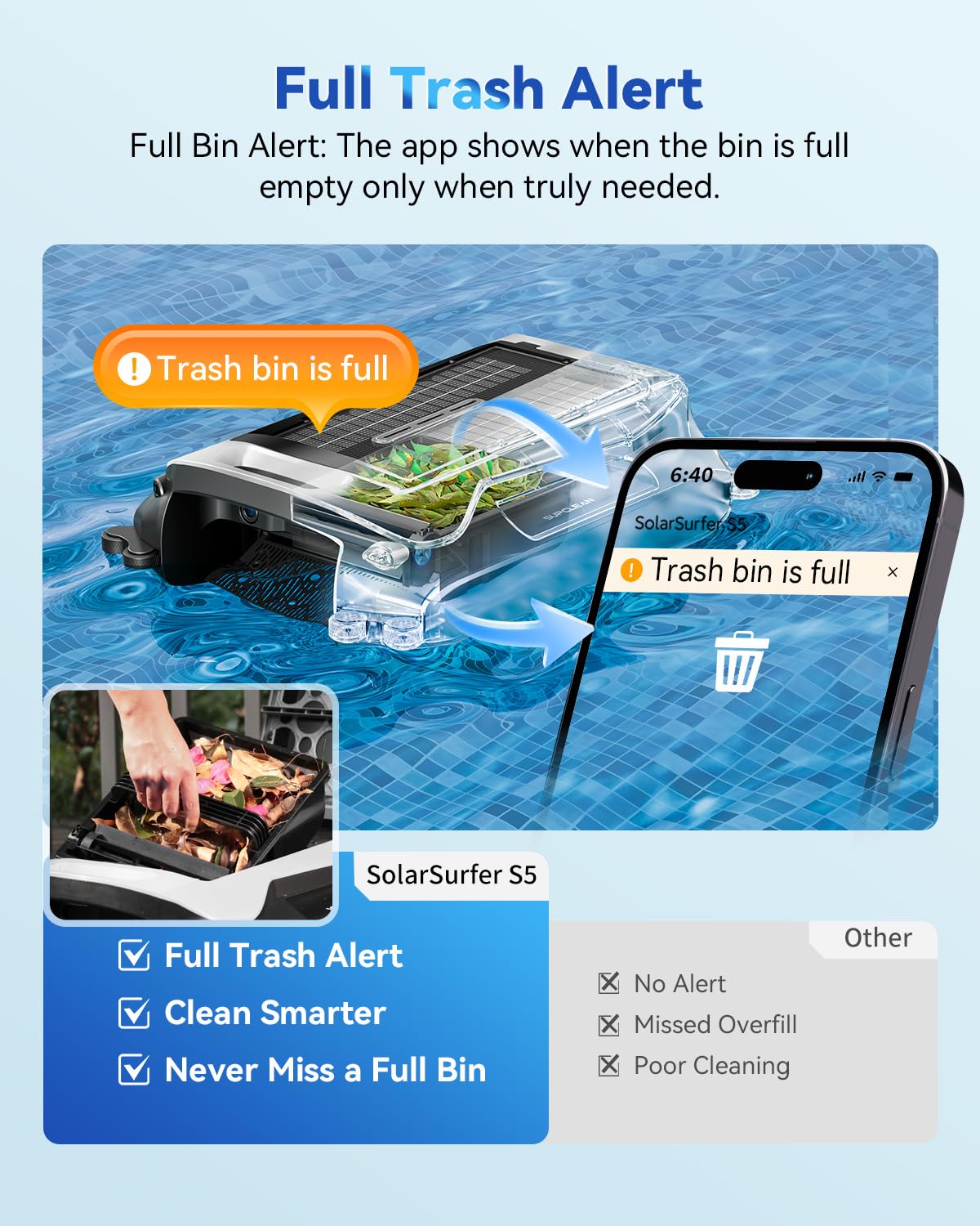 Supclean app control interface enables remote monitoring and tweaks.