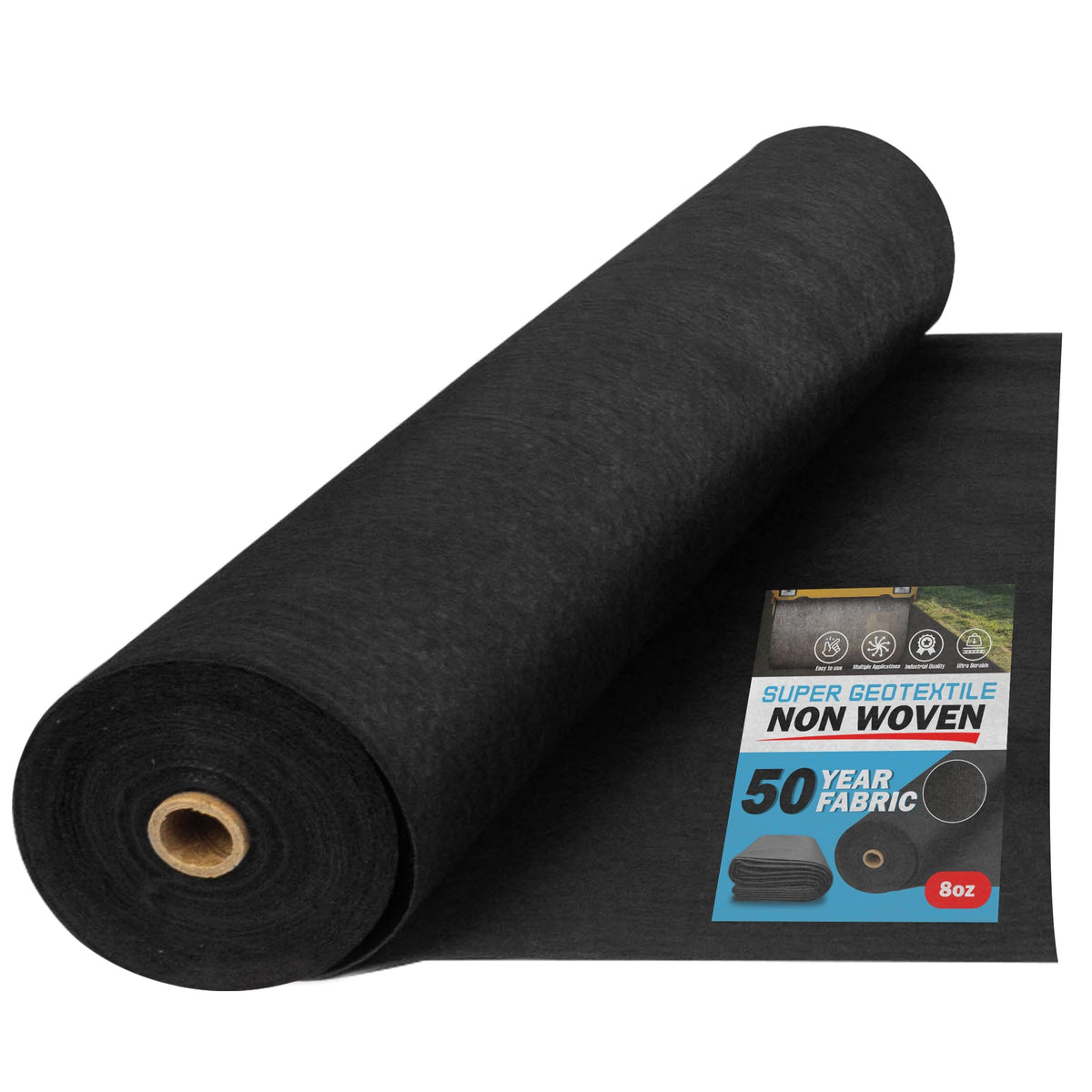 Super Geotextile 8oz fabric roll for heavy-duty landscaping and drainage applications.