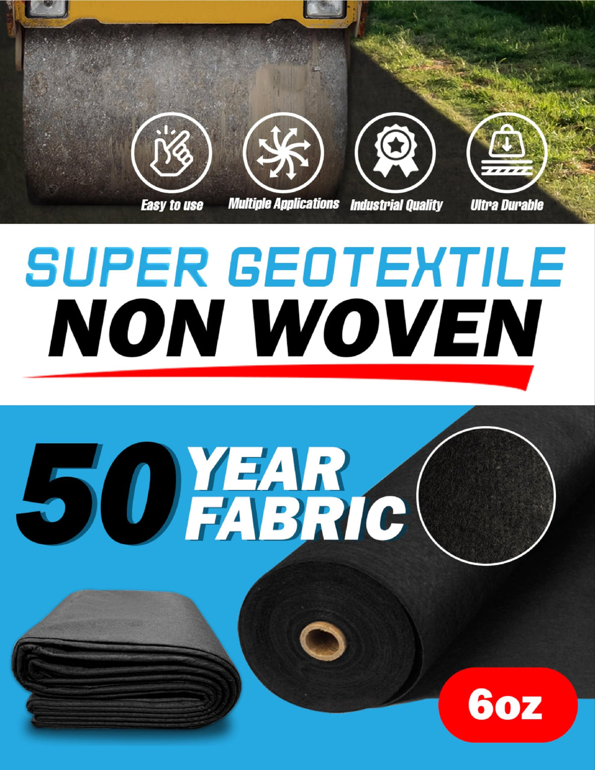 Super Geotextile 6oz construction fabric adapts to tough sites and weathering