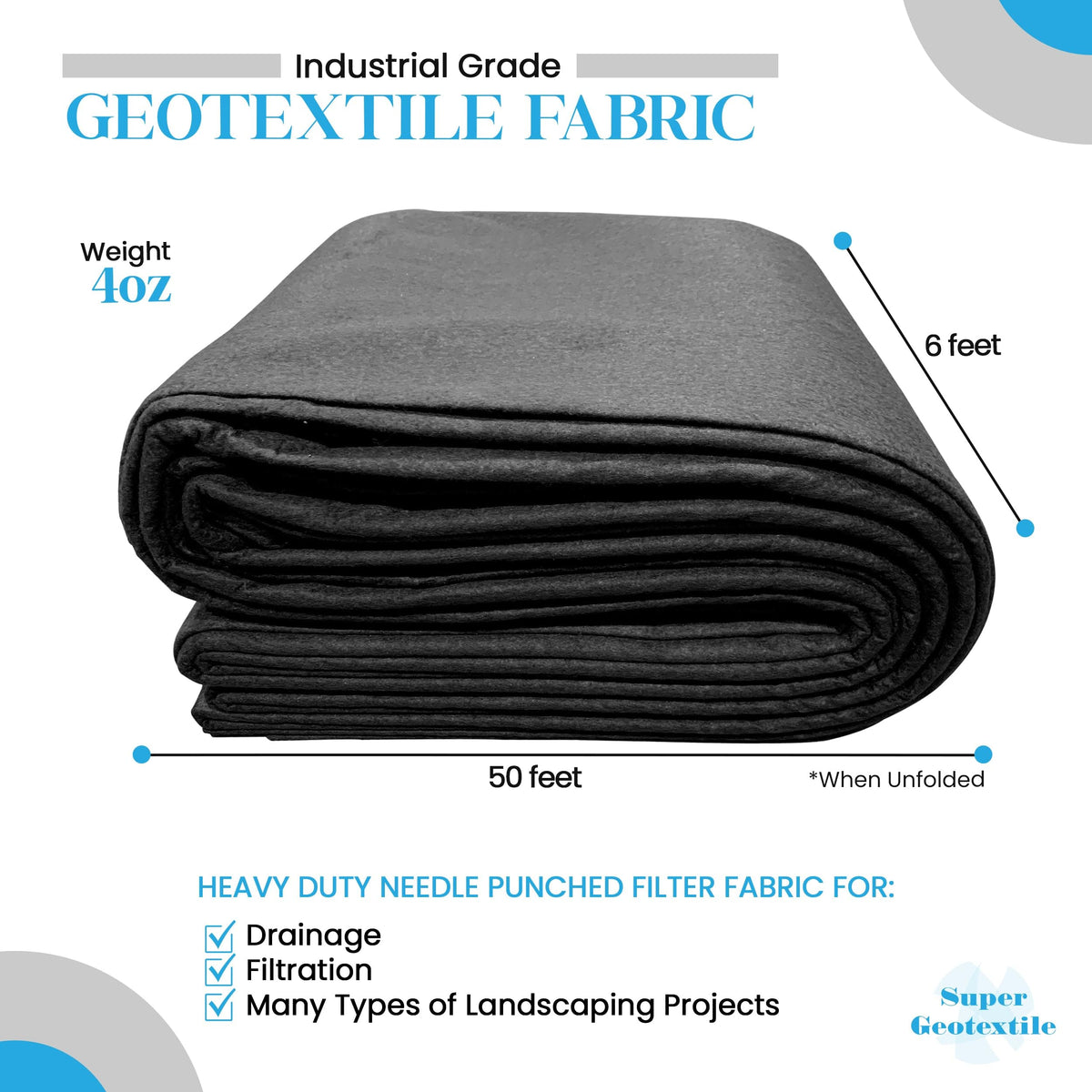 Super Geotextile French drain installation fabric supports efficient water flow.