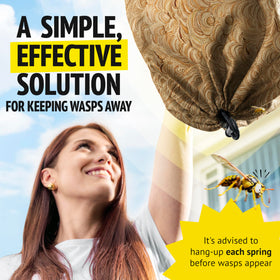 Super Ninja wasp nest decoy shields patios from buzzing intruders with a natural look.