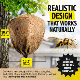 Super Ninja fake-wasp-nest weatherproof design stays intact against rain and sun.