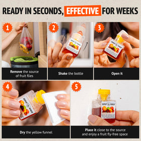 Long-lasting protection lasts up to three months for plant traps and weeks for fruit fly bottles.
