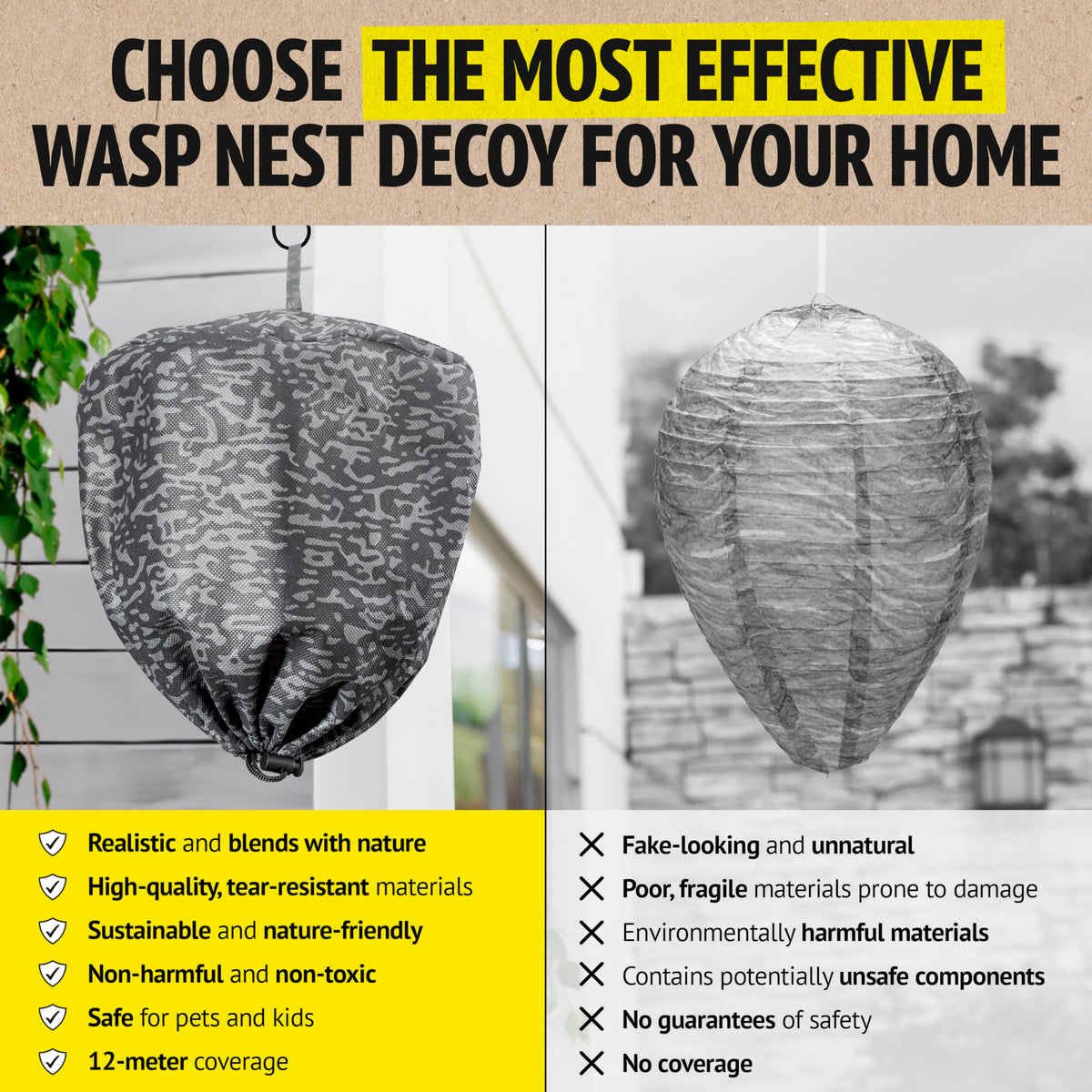 Super Ninja wasp nest 2-pack garden-setup provides deterrence in green spaces.