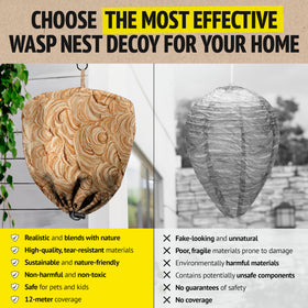 Super Ninja wasp nest decoy offers eco-friendly pest deterrence for outdoor gatherings.