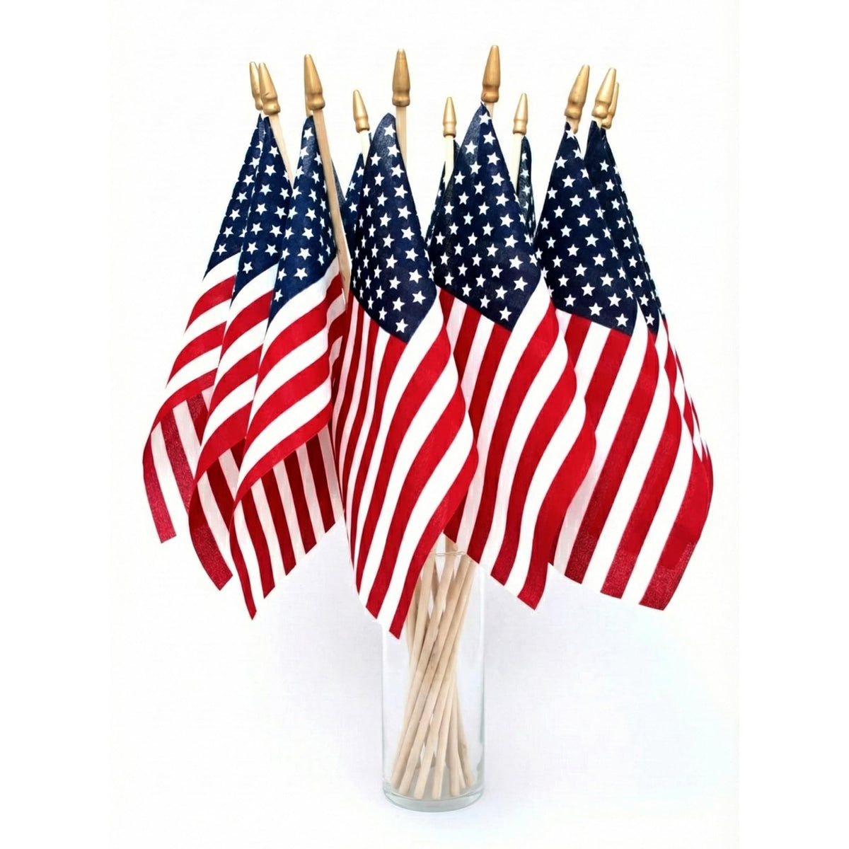 Super Tough American flag on stick in multi colors for outdoor parades.