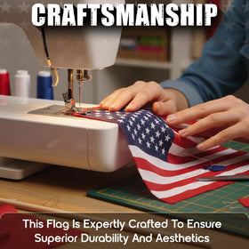 Made in USA flag set supports patriotic displays with durable stitching.
