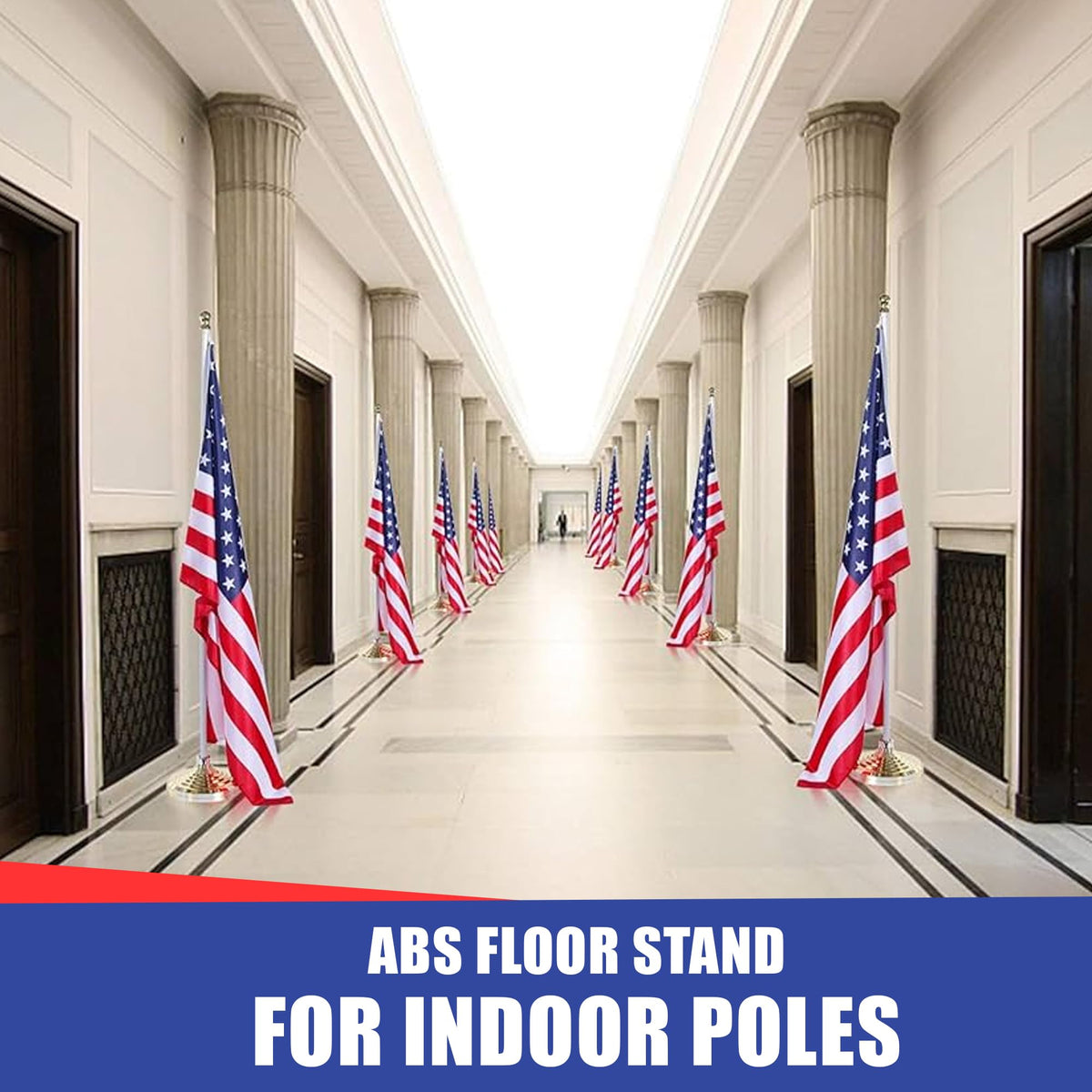 Super Tough floor stand base elegant gold detail suits professional indoor displays.
