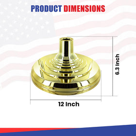 Super Tough floor stand base front view highlighting simple assembly and gold aesthetics.