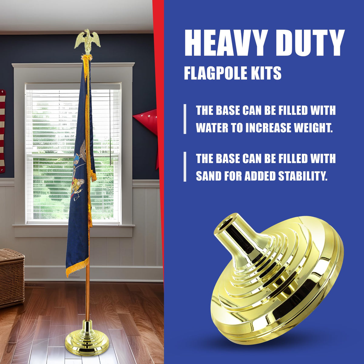 Super Tough floor stand base universal pole fit for 1 to 1.25 inch poles.
