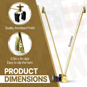 Super Tough Gold Flag Spreader arm 18in enables adjustable spread for balanced displays.