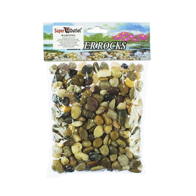 Super Z Outlet pebble rock collection for aquariums and decorative displays.