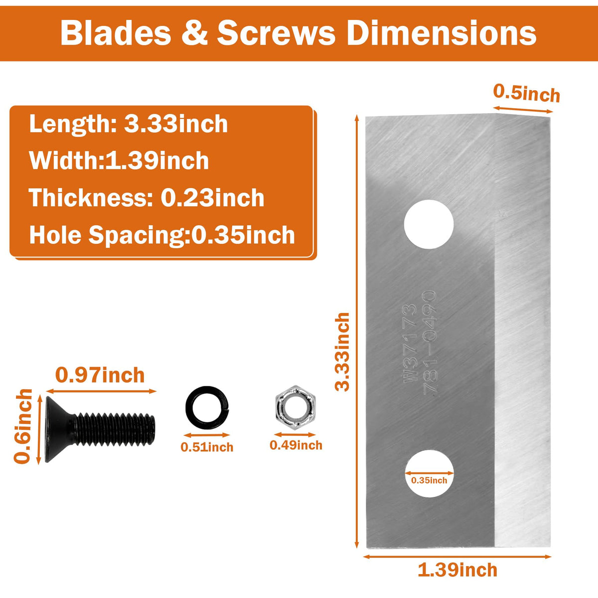 Superbobi 742-0544 blade pack — top view; precise fit for chipper shredders.