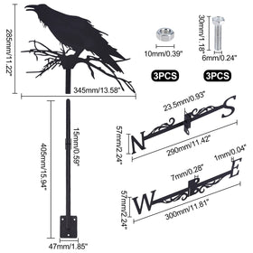 SUPERDANT crow on branch weathervane with directional arrows helps wind reading.