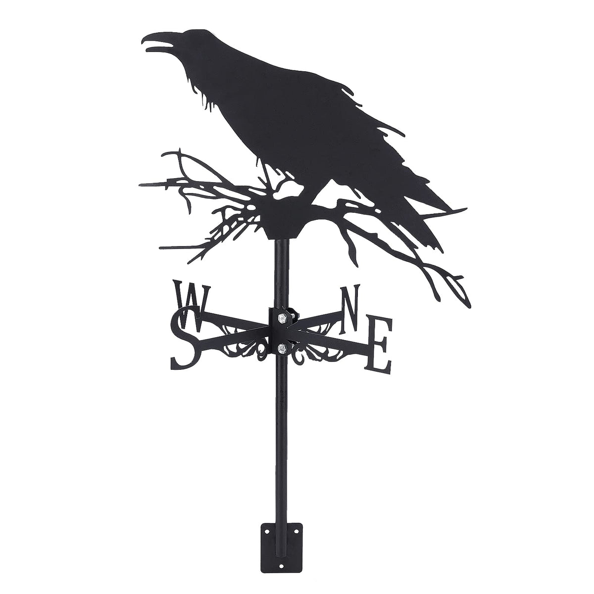SUPERDANT Crow Weathervane Raven on branch design enhances outdoor yard decor.