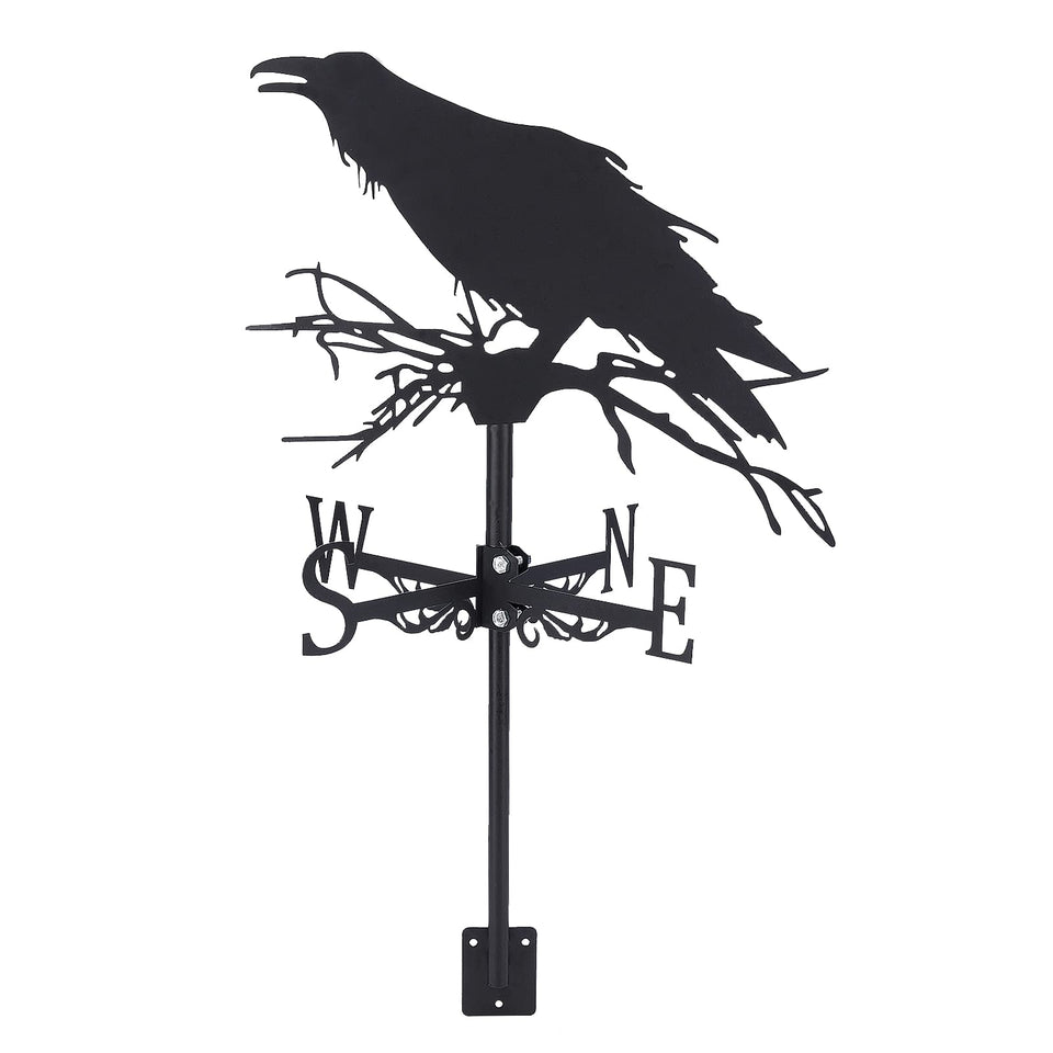 SUPERDANT Crow Weathervane Raven on branch design enhances outdoor yard decor.
