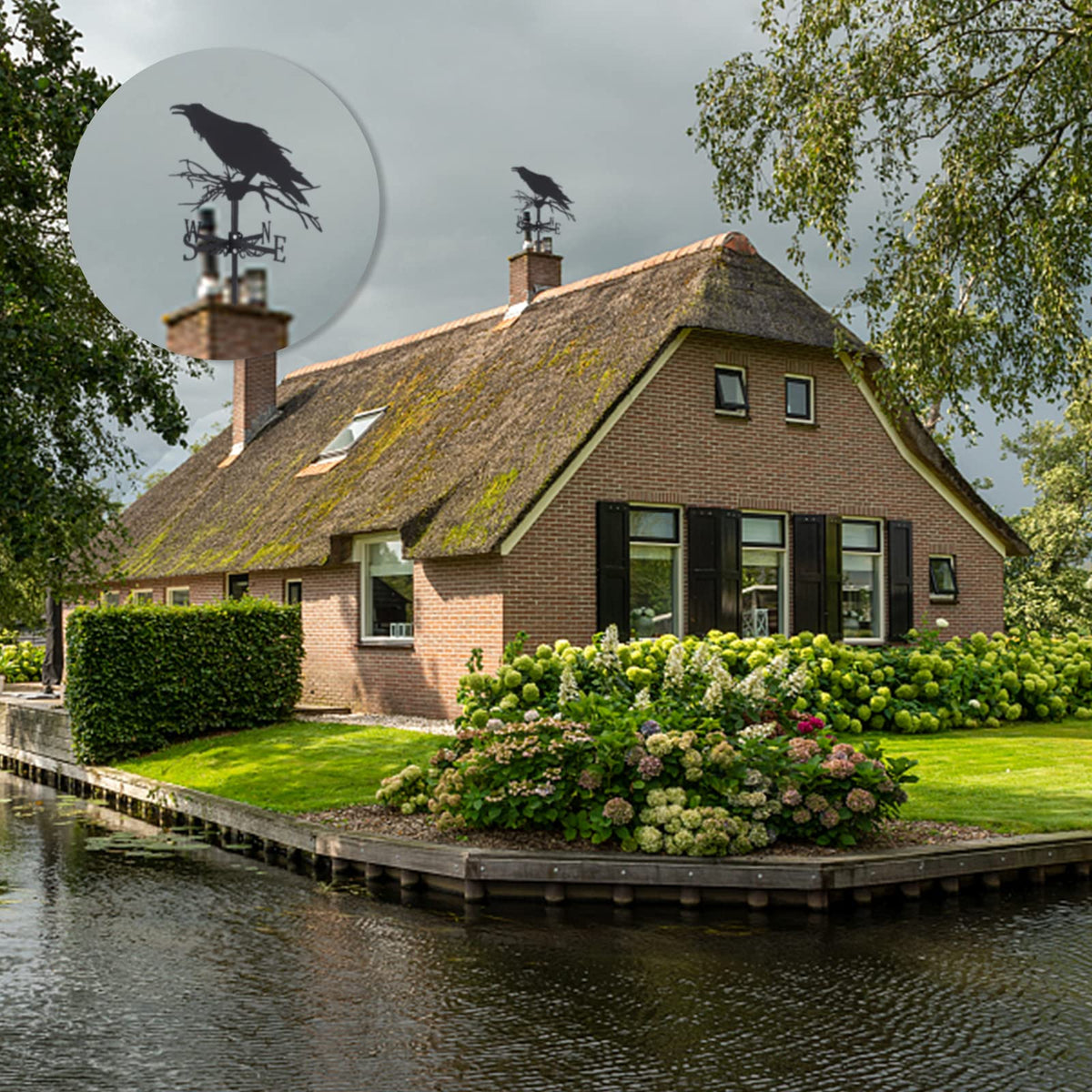 SUPERDANT weathervane with ground stake is quick to install in gardens.