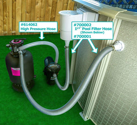 Newly packaged SuperDi pool hose ready for quick installation