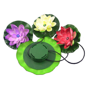 Superdream solar lily pad lights charge by day for automatic night illumination.