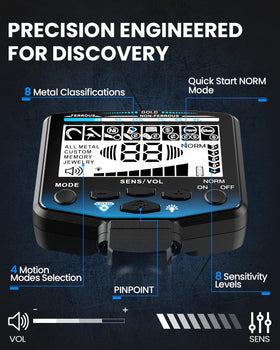 SuperEye Horizon X6 10-inch coil enables deeper, stable detections.