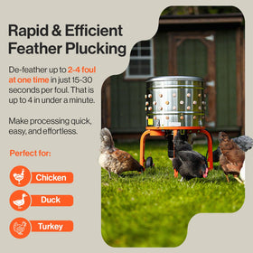 SuperHandy chicken plucker 92 soft fingers and 20-inch drum for gentle de-feathering