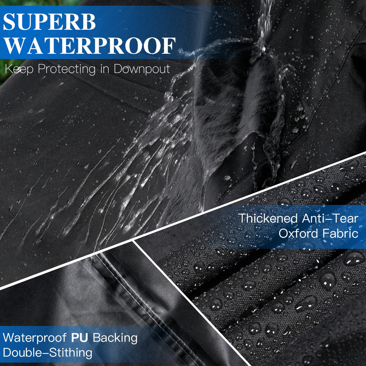SUPERHOLD cover uses secure buckles to prevent slipping in windy weather
