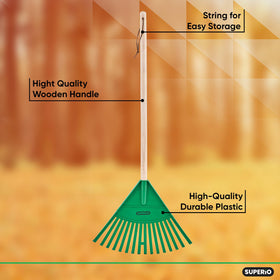 Superio Kids Rake 34-inch-height fits growing children for comfortable sweeping.