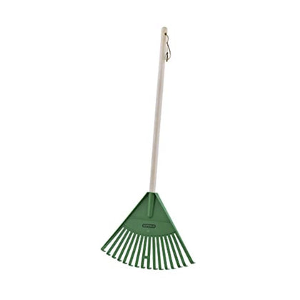 Superio Kids Rake closeup shows a sturdy plastic head for safe garden play.