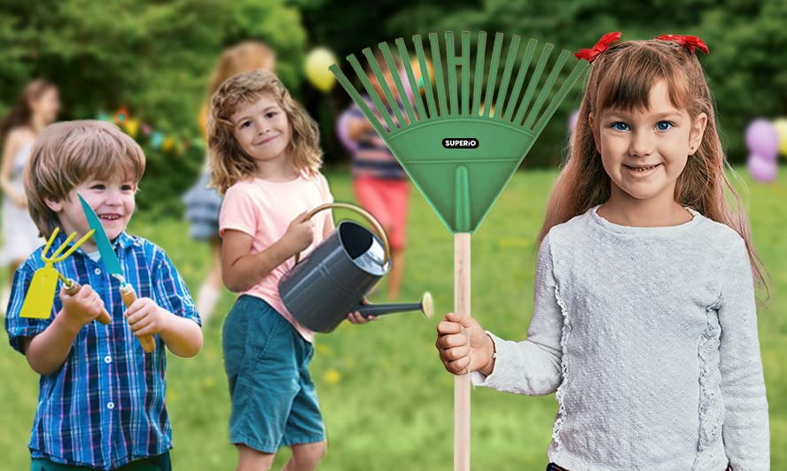 Superio Kids Rake leaves-cleanup helps with seasonal yard maintenance.