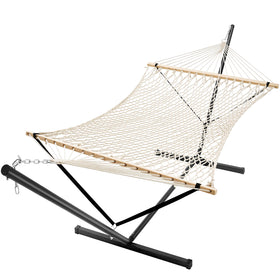 SUPERJARE 12ft hammock with stand offers spacious outdoor lounging for two.