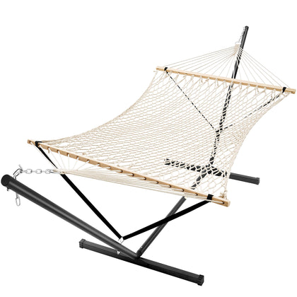 SUPERJARE 12ft hammock with stand offers spacious outdoor lounging for two.