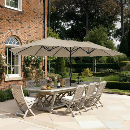 SUPERJARE 13ft umbrella side view showing expansive patio shade