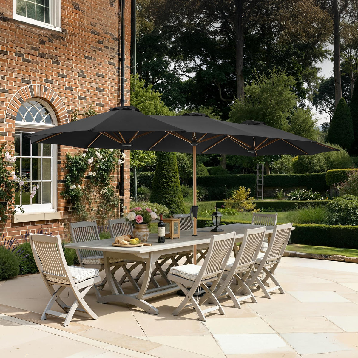 SUPERJARE 13ft outdoor umbrella shade provides expansive coverage for patio gatherings