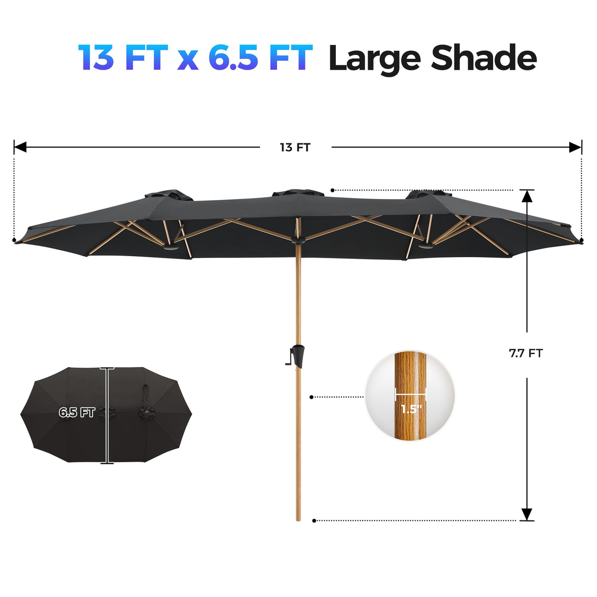 SUPERJARE 180g polyester fabric highlights a durable canopy with UV protection