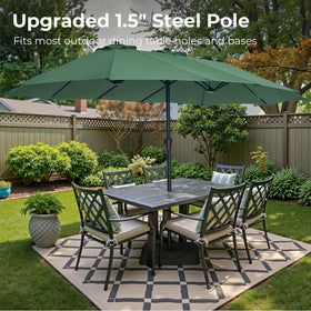 38mm aluminum pole offers durable, rust resistant performance in all weather.