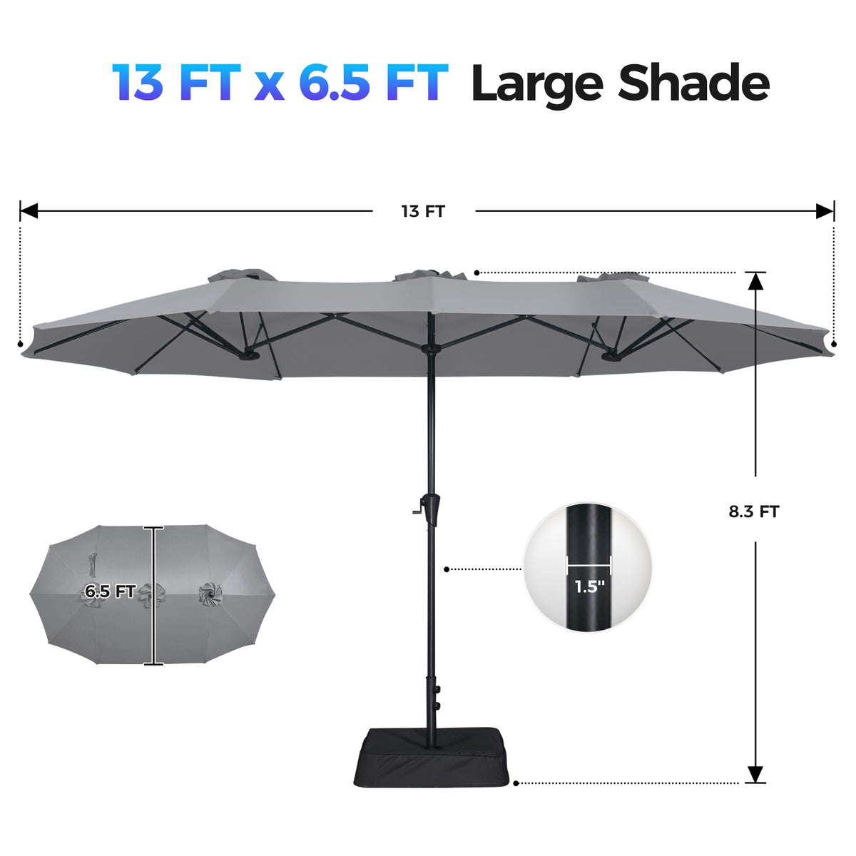 SUPERJARE base with sandbags stabilizes umbrella on deck or lawn